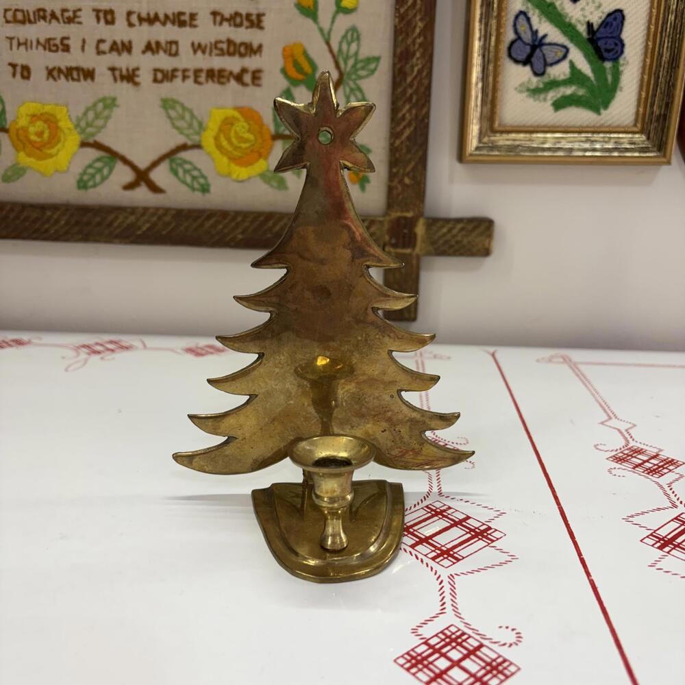 Brass Christmas tree candle holder or wall sconces vintage 70’s/80’s